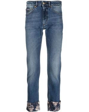 Versace Jeans Couture Floral-Print Cropped Jeans - Blue