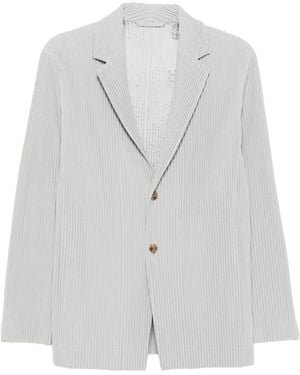 Homme Plissé Issey Miyake Pleated Notched-Lapel Blazer - Grey