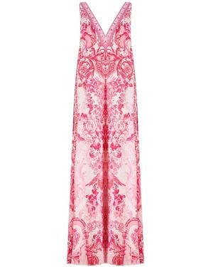 CAMILLA Floral-Print Silk Jumpsuit - Pink