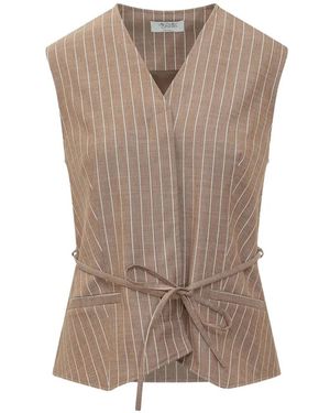 LE SULLY STUDIO Striped Tie-Waist Vest - Brown
