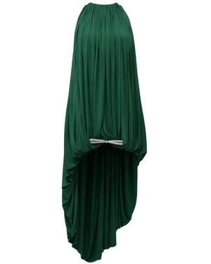 Loewe Draped Crystal-Bow Asymmetric Dress - Green