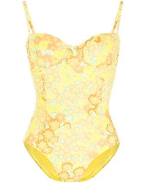 Tory Burch Floral Print Swimsuit - Yellow