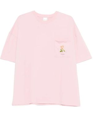 Nanushka Rose-Print T-Shirt - Pink