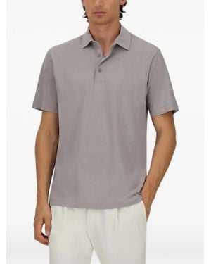 Herno Short Sleeve Jersey Grigio Per Cotton Polo - Gray