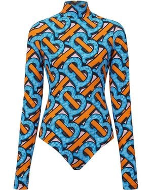 Burberry Tb Monogram Print Bodysuit - Blue