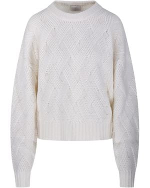 Allude Diamond-Pattern Jumper - White