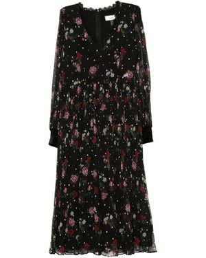 Nissa Floral-Print Pleated Mini Dress - Black