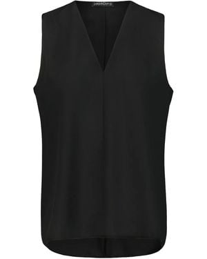 DR. HOPE V-Neck Raw-Edge Top - Black