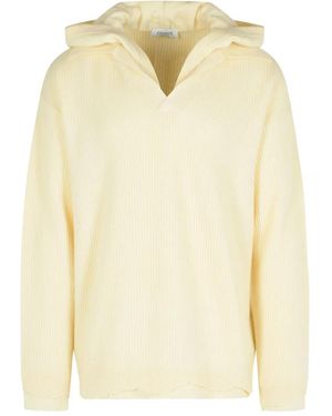 Laneus Hooded Ribbed-Knit Jumper - Natural