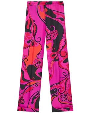 PUCCI Orchidee-Print Silk Pants - Pink