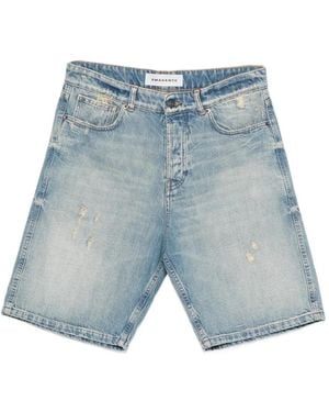Amaranto Distressed Denim Shorts - Blue