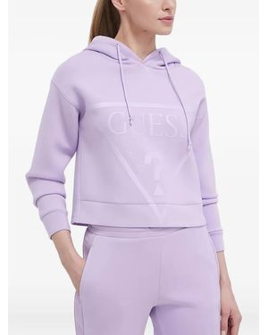 Guess Embossed Hooded Sweatshirt - Purple