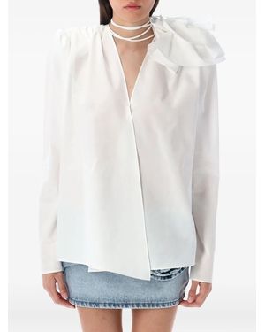 Magda Butrym Floral-Appliqué Wrap Shirt - White