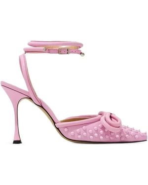 Mach & Mach 100Mm Studded Bow-Embellished Leather Court Shoes - Pink