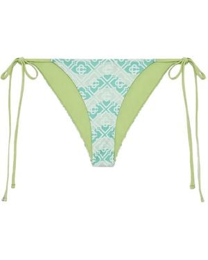 CASABLANCA Monogram String Bikini Bottom - Blue