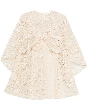 Zimmermann Lace Ruffled Mini Dress - ホワイト