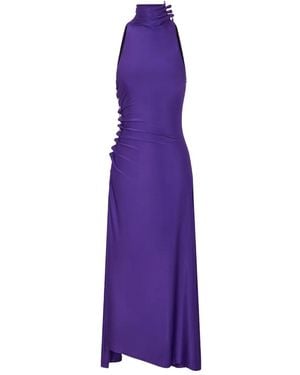 Rabanne Draped Snap-Fastening Midi Dress - Purple