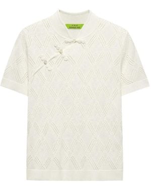 Shanghai Tang Qipao Openwork-Knit Top - White