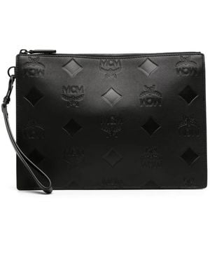 MCM Aren Clutch Mit Monogramm - Schwarz