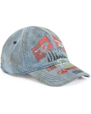 DIESEL Denim Baseball Cap With Concert Graphics - Blue