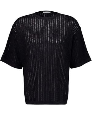 Commas Pointelle-Knit T-Shirt - Black