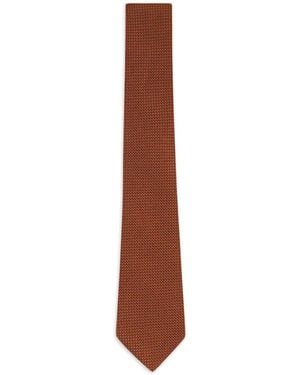 ZEGNA Rust-Textured Silk Tie - Brown