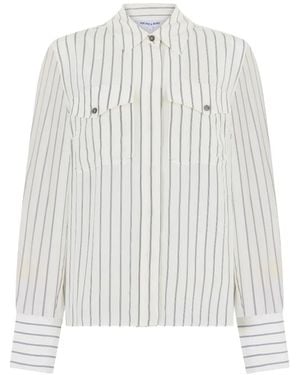 Veronica Beard Saku Striped Pocket Shirt - White