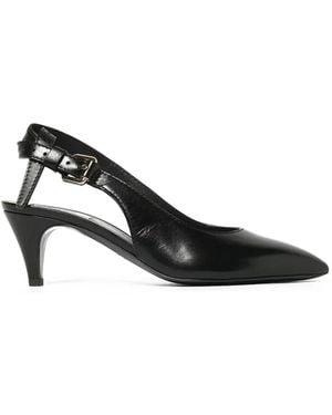 Moschino Tie Me Leather Slingback Pumps - Black