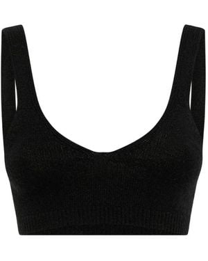 Laneus Fine-Knit Sleeveless Bralette - Black