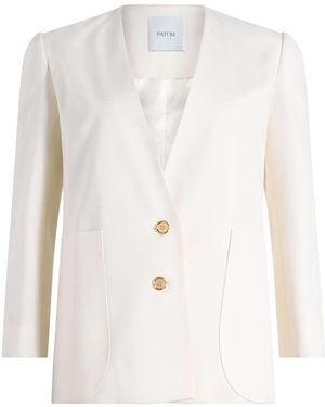 Patou Collarless Twill Jacket - White