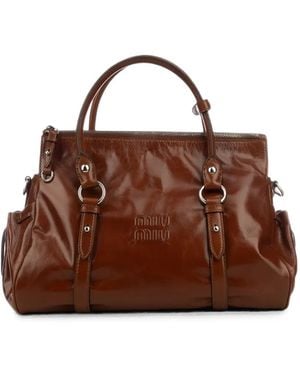 Miu Miu Shiny Leather Handbag - Brown