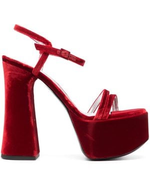 Philosophy Di Lorenzo Serafini 145Mm Velvet-Finish Sandals - Red