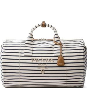 Prada Striped Duffle Bag - Natural