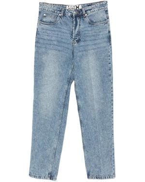John Richmond Logo-Embroidered Acid-Wash Jeans - Blue