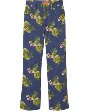 La DoubleJ Vaqueros acampanados con motivo floral - Azul