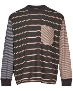 Song For The Mute T-Shirt Con Design Patchwork A Righe - Grigio