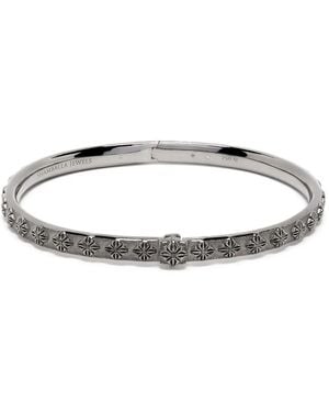 Shamballa Jewels Engraved Diamond-Embellished Bangle - White