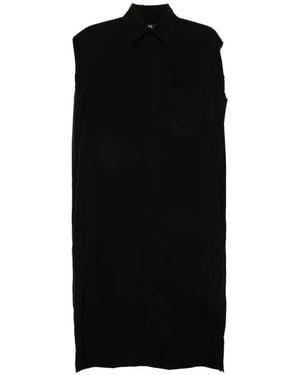 Y's Yohji Yamamoto Robe-Chemise Sans Manches À Bords Francs - Black
