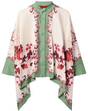 La DoubleJ Silk Foulard Shirt With Unique Floral Print - Red