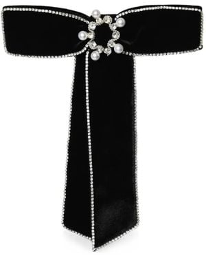 ANOUKI Barrette En Velours À Ornements En Cristal - Black