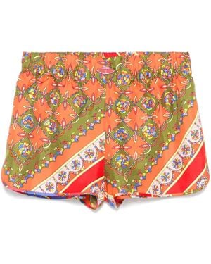 PUCCI Festa-Print Silk Shorts - Orange