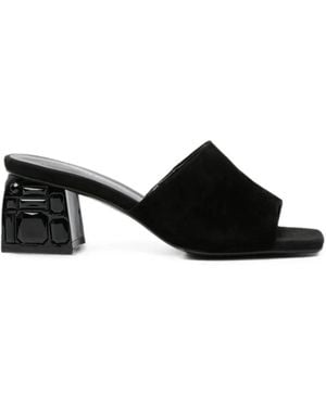 ADRIANNA FERETTI Crystal-Embellished Block-Heel Sandals - Black