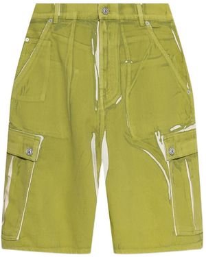 Marni Screen-Printed Denim Cargo Shorts - Green