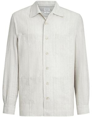 Brunello Cucinelli Cotton And Linen Guayabera - White