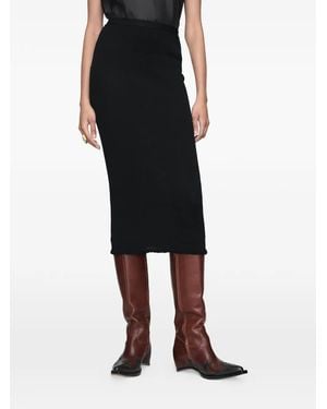 Maison Margiela Twist Finishing Ribbed-Knit Midi Skirt - Black