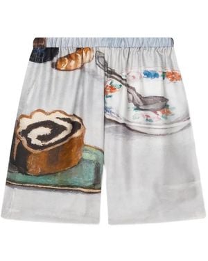 Nanushka Anne Graphic-Print Elasticated Shorts - White