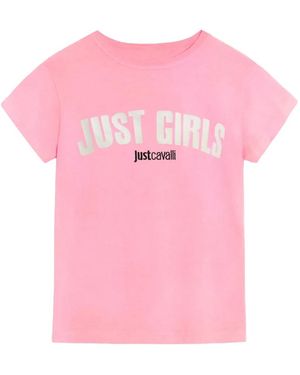 Just Cavalli Logo-Print Cotton T-Shirt - Pink