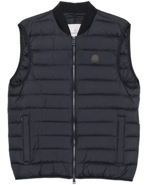 Moncler Quilted Logo-Patch Gilet - Blue