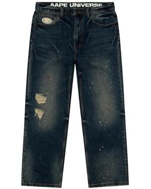 Aape By A Bathing Ape Distressed Trousers - Blue