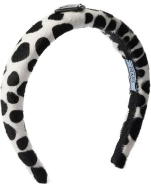 Prada Printed Calf Hair Headband - Black